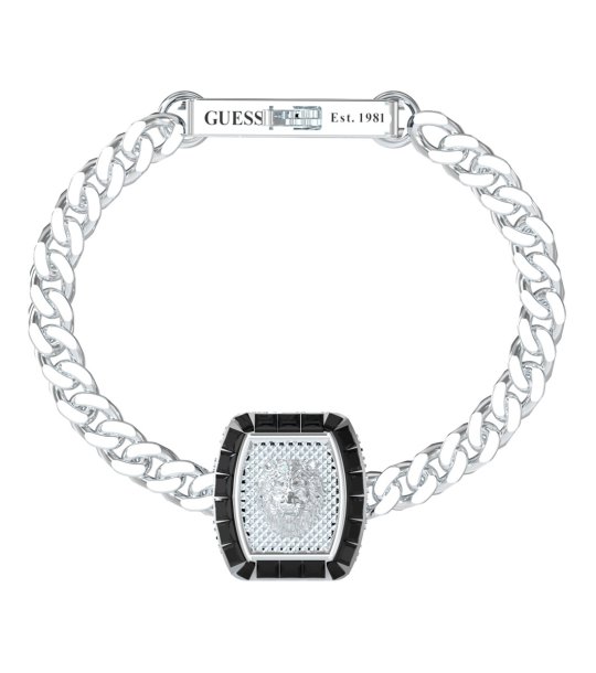Мъжка сребриста гривна с лъвска глава Guess снимка