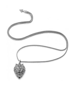 Мъжко сребристо колие с лъвска глава Guess Hero снимка