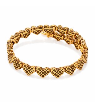 Златиста дамска гривна с релефни сърца Alex And Ani снимка