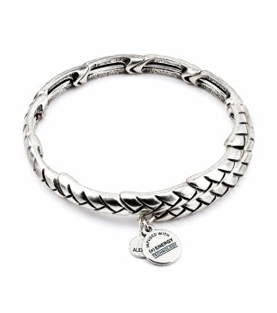 Сребриста дамска гривна с плетен ефект Alex And Ani снимка
