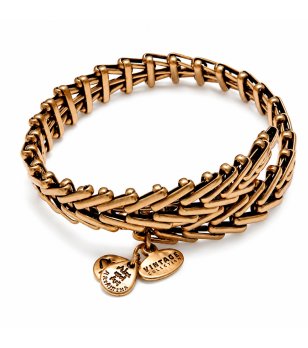 Дамска златиста метална гривна с медальони Alex And Ani снимка