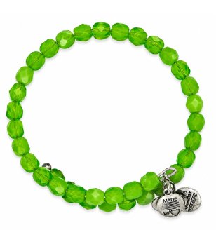 Дамска зелена гривна с фасетирани мъниста Alex And Ani снимка