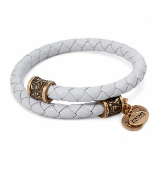Бяла кожена гривна с висулки Alex And Ani снимка