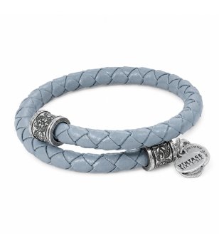 Синя кожена гривна с висулка Alex And Ani снимка