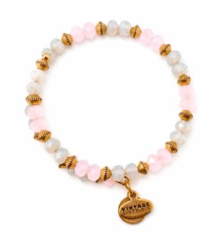 Дамска розово-сиво-златиста гривна с мъниста Alex And Ani снимка