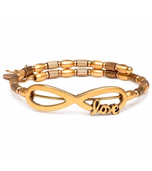 Дамска златиста гривна с безкрайност и надпис love Alex And Ani снимка