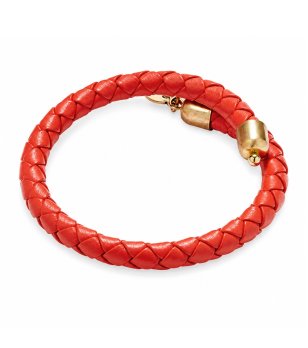 Дамска червена кожена гривна Alex And Ani снимка