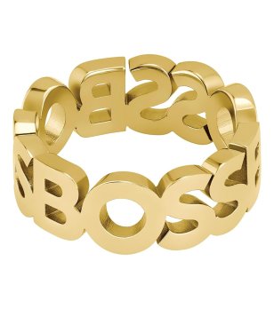 Мъжки пръстен в златист цвят с надпис BOSS снимка
