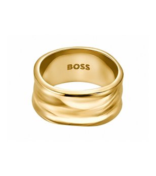 Златист дамски пръстен с релефен ефект BOSS снимка