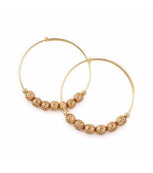 Златисти кръгли обеци с релефни мъниста Alex and Ani снимка