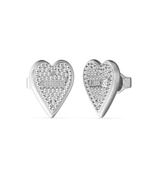 Сребристи обеци сърца с кристали Guess LOVE ME TENDER снимка