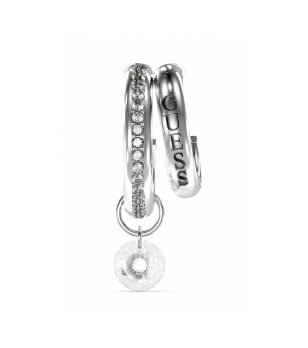 Сребристи обеци халки с кристал CRAZY EARRINGS Guess снимка