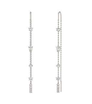 Дамски сребристи висящи обеци с кристали Wonderlights Guess снимка