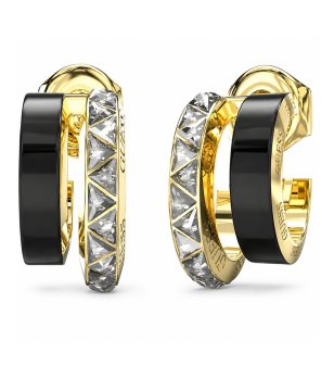 Златисти обеци халки с черен елемент Guess TRINITY снимка