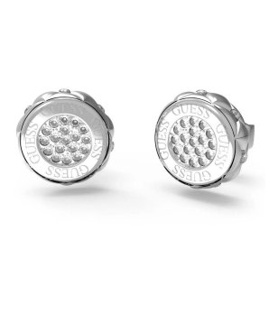 Сребристи обеци топче с кристали GUESS снимка