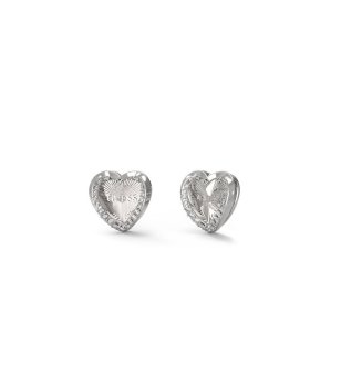 Дамски сребристи обеци топче във форма на сърце Mon Amour Guess снимка