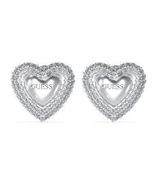 Дамски сребристи обеци сърце Guess BELOVED снимка
