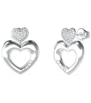 Сребристи обеци сърце с цирконий GUESS CRAZY IN LOVE снимка