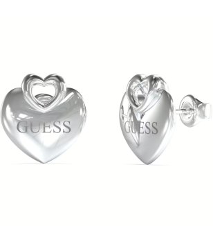 Сребристи дамски обеци сърце Guess CRAZY IN LOVE снимка