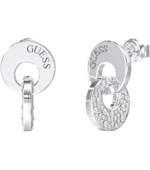 Сребристи обеци с кръгли елементи GUESS снимка