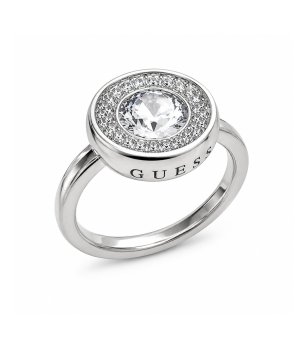 Сребрист дамски пръстен с бял кристал Guess снимка