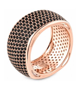 Дамски пръстен в цвят розово злато с черни кристали Ring Infinity Guess снимка