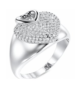 Сребрист дамски пръстен с две сърца CRAZY IN LOVE Guess снимка