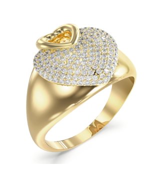 Дамски златист пръстен със сърце Guess снимка