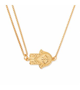 Дамско златисто колие с висулка ръка на Фатима Alex And Ani снимка
