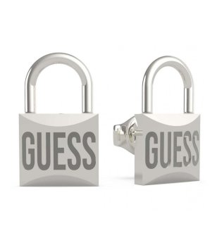 Сребристи дамски обеци катинар Guess LOCK ME UP снимка