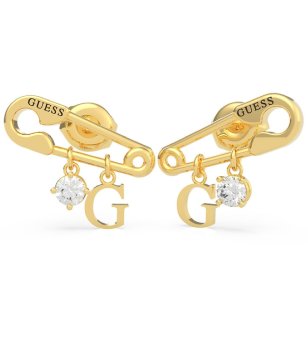 Златисти обеци с форма на безопасна игла Guess снимка