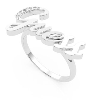 Сребрист дамски пръстен с кристали Guess Script снимка