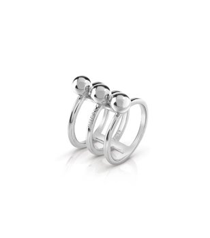Сребрист дамски пръстен с три халки Guess снимка