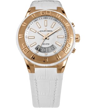 Unisex бял часовник с бяла каишка Jacques Lemans снимка