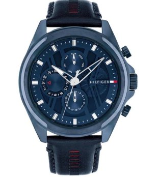 Мъжки тъмносин часовник с кожена каишка Tommy Hilfiger снимка