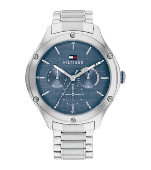 Дамски сребрист часовник със син циферблат Tommy Hilfiger снимка