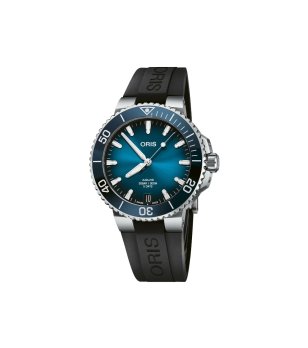 Мъжки син часовник с черна каучукова верижка Oris Aquis Date Calibre 400 снимка