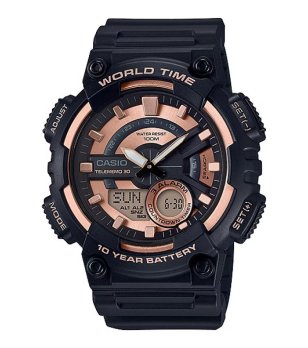 Мъжки черен часовник с розово-златист дисплей Casio снимка