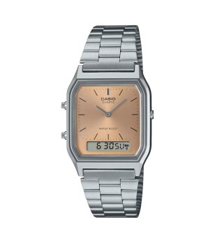 Унисекс сребрист часовник с кафяв циферблат CASIO снимка