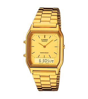 Унисекс златист часовник с комбиниран дисплей Casio снимка