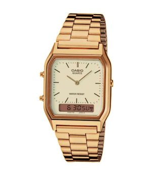Унисекс златист аналогово-дигитален часовник Casio снимка