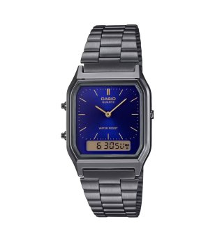Унисекс сив часовник със син циферблат Casio снимка