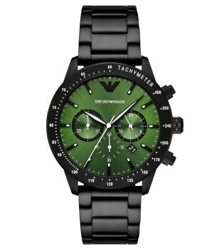 Мъжки черен часовник с зелен циферблат Emporio Armani снимка