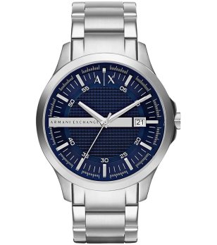 Мъжки сребрист часовник със син циферблат Armani Exchange снимка
