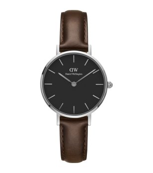 Дамски сребрист часовник с кафява кожена каишка Daniel Wellington снимка