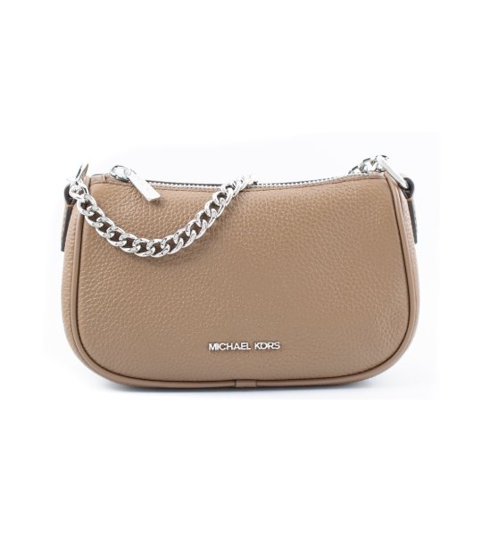 Светлокафява кожена дамска чанта с верижна дръжка Michael Kors снимка
