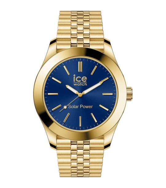 Дамски златист часовник със син циферблат ICE STEEL GOLD BLUE MEDIUM SOLAR 3H снимка