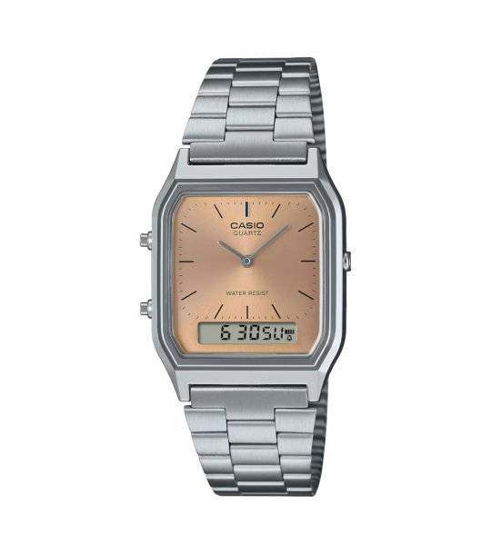 Унисекс сребрист часовник с кафяв циферблат CASIO снимка