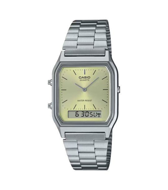 Unisex сребрист часовник с комбиниран дисплей Casio снимка