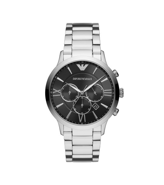 Мъжки сребрист часовник с черен циферблат Emporio Armani снимка